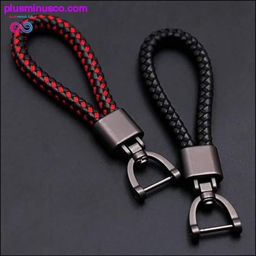 Plus Minus Co High-Grade Hand Woven Leather Car KeyChain 360 Degree