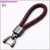 Plus Minus Co High-Grade Hand Woven Leather Car KeyChain 360 Degree, view 3