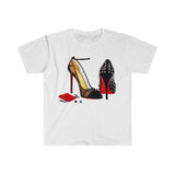 Plus Minus Co High Heel Shoes | Red | T-Shirts,Red Glitter High Heel Shoes, Red Shoes,Elegant, Womans Red Gold Birthday, Red Soles High Heels T-shirt, view 2