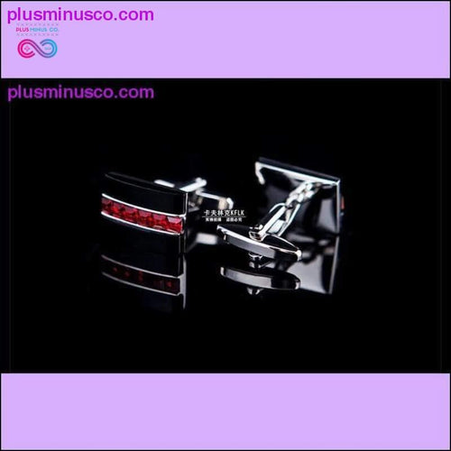 Plus Minus Co High Quality and Trendy Red Crystal Luxury Cufflinks for Men