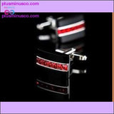 Plus Minus Co High Quality and Trendy Red Crystal Luxury Cufflinks for Men, view 2