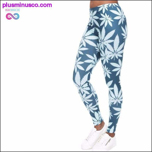 Plus Minus Co High Quality Blizzard Marijuana Leaf Leggings