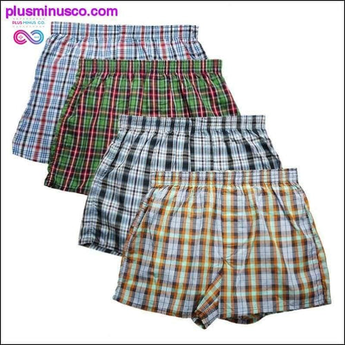 Plus Minus Co High Quality Brand 4-Pack Men's Boxer Shorts Woven Cotton