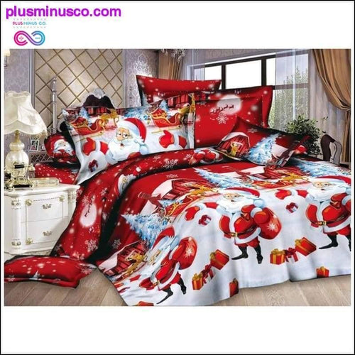 Plus Minus Co High Quality Christmas themed Cotton Bedclothes set (4pc) at