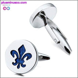 Plus Minus Co High Quality Classic Blue Enamel Silver Round Tie Clips &, view 3