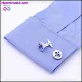 Plus Minus Co High Quality Classic Blue Enamel Silver Round Tie Clips &, view 5