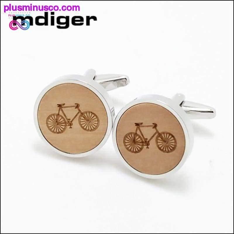 Plus Minus Co High Quality Handmade Wooden Carved Bicycles Pattern Tie