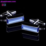 Plus Minus Co High Quality Luxury Blue Crystal Cufflinks for Men, view 3