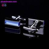 Plus Minus Co High Quality Luxury Blue Crystal Cufflinks for Men, view 4
