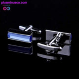 Plus Minus Co High Quality Luxury Blue Crystal Cufflinks for Men, view 6