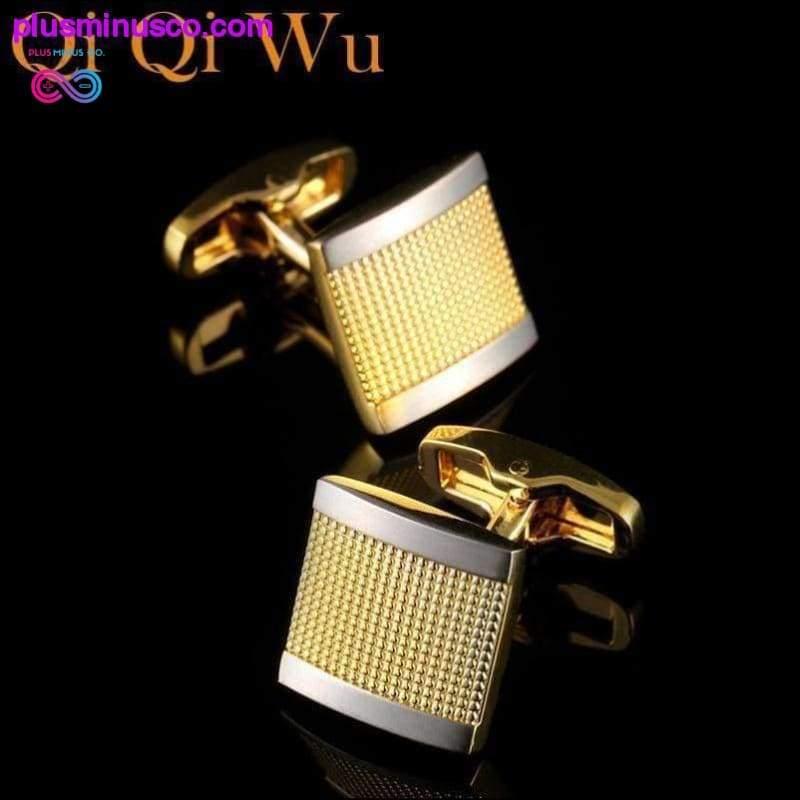 Plus Minus Co High Quality Luxury Casual & Sporty Gold Square Cufflinks