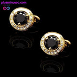 Plus Minus Co High Quality Luxury Gold Round Cufflinks for Men, view 2