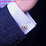 Plus Minus Co High Quality Luxury Gold Round Cufflinks for Men, view 5