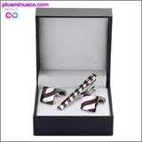 Plus Minus Co High Quality Luxury Tie Clip Round Cufflinks Gift Set, view 3