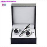 Plus Minus Co High Quality Luxury Tie Clip Round Cufflinks Gift Set, view 5