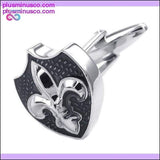 Plus Minus Co High Quality Rhodium Plated Knight Fleur De Lis Tie Clips &, view 2