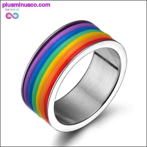 Plus Minus Co LGBTQIA+ Rainbow Ring High Quality Stainless steel