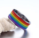 Plus Minus Co LGBTQIA+ Rainbow Ring High Quality Stainless steel, view 2