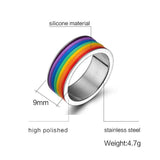 Plus Minus Co LGBTQIA+ Rainbow Ring High Quality Stainless steel, view 3