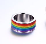 Plus Minus Co LGBTQIA+ Rainbow Ring High Quality Stainless steel, view 4