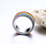 Plus Minus Co LGBTQIA+ Rainbow Ring High Quality Stainless steel, view 5