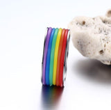 Plus Minus Co LGBTQIA+ Rainbow Ring High Quality Stainless steel, view 6