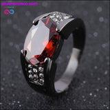 Plus Minus Co Ruby Obsidian Hip-hop Black Gold Ring Party Wedding Sapphire, view 3