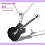 Plus Minus Co Hip Hop Titanium Steel Chain Necklace Classical Music Guitar, view 3