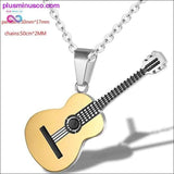 Plus Minus Co Hip Hop Titanium Steel Chain Necklace Classical Music Guitar, view 4
