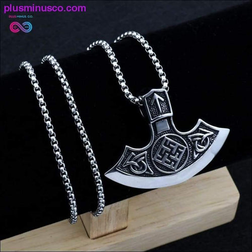 Plus Minus Co HNSP Punk Thor Axe Stainless steel chain pendant necklace