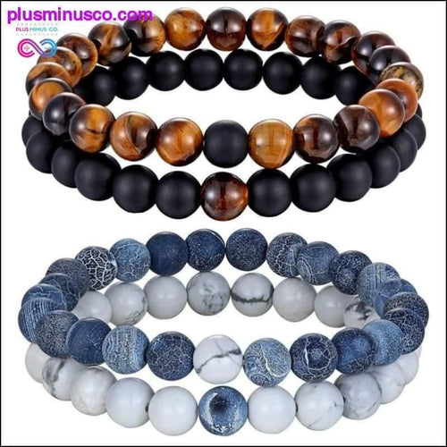Plus Minus Co Hot 2pcs/set 7 Style Couples Distance Bracelet Natural Stone