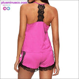 Plus Minus Co Sleeveless Strap Lace Trim Satin Cami Top Nightwear Femme, view 5