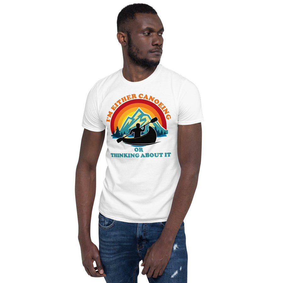 Plus Minus Co I'M Either Canoeing Or Thinking About It | Retro Sunset,Retro Sunset Canoe Shirt | Kayak Shirt, Kayaking Gift, Canoe Shirt, Canoeing Gift