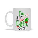 Plus Minus Co I'm Just So Elfin Cute! Mugs, Holiday, Christmas, Merry Christmas, Holiday Gift, Novelty Item, Funny Christmas Mugs, view 2