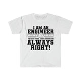 Plus Minus Co I Am An Engineer Printed Letter Summer 2022 Men's T-Shirts Short Sleeve Cotton T-Shirt, Gift for Engineers, Engineers are always right, view 2