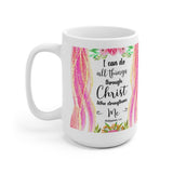 Plus Minus Co I Can Do All Things Through Christ Which Strengtheneth Me Philippians 4:13 White Ceramic Mug, Bible Scripture saying Mug, view 5