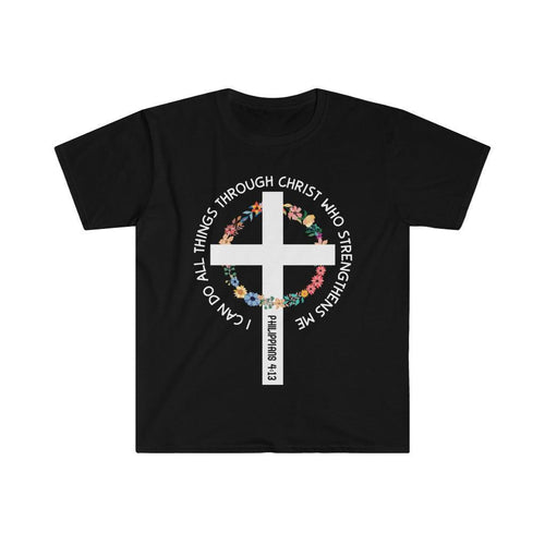Plus Minus Co I can do all things through Christ who strengthens me, Philippians 4:13, Bible verse, Unisex Soft style T-Shirt