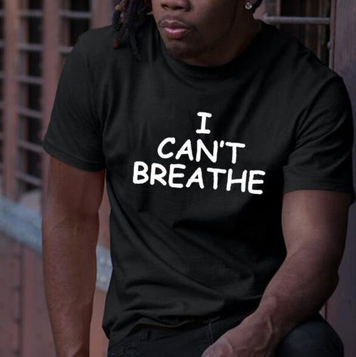 Plus Minus Co I Can't Breathe Letter Print Short Sleeve T-Shirt