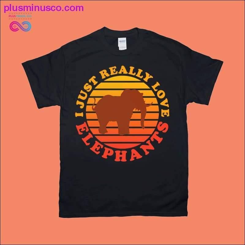 Plus Minus Co I just really love Elephants | Retro Sunset T-Shirts