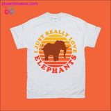 Plus Minus Co I just really love Elephants | Retro Sunset T-Shirts, view 2