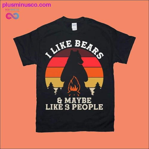 Plus Minus Co I Like Bears & Maybe Like 3 People | Retro Sunset T-Shirts