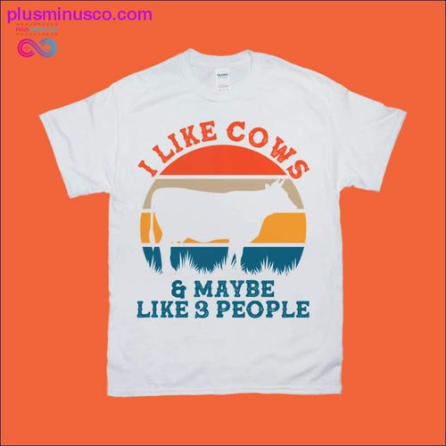 Plus Minus Co I like Cows & maybe like 3 people | Retro Sunset T-Shirts
