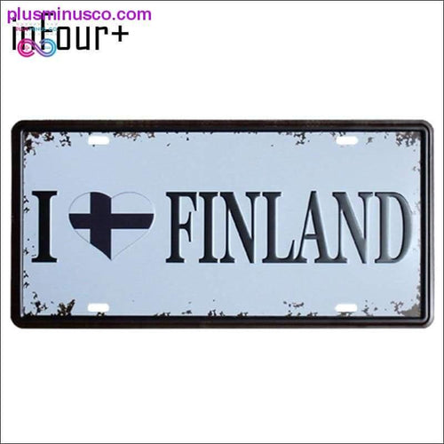 Plus Minus Co I Love FINLAND Plate Metal Plate Car Number Tin Sign Bar Pub