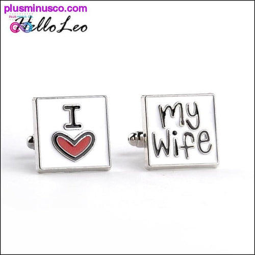 Plus Minus Co I Love My Wife Design Tie Clips & Cufflinks for Men