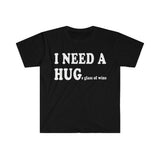 Plus Minus Co I Need A Huge Glass of Wine Funny T-Shirts, Alcohol Drinking Shirt Funny Letter Print Short Sleeve Novelty Tees Top, view 2