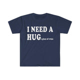 Plus Minus Co I Need A Huge Glass of Wine Funny T-Shirts, Alcohol Drinking Shirt Funny Letter Print Short Sleeve Novelty Tees Top, view 3