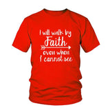 Plus Minus Co I Will Walk By Faith even when i can not see T-Shirt Women's Fashion Clothes tshirt Crewneck top tee Christian Scripture tshirt, view 4