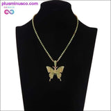 Plus Minus Co Iced Out butterfly necklace chain Bling Rhinestone pendant, view 3
