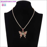 Plus Minus Co Iced Out butterfly necklace chain Bling Rhinestone pendant, view 4