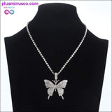 Plus Minus Co Iced Out butterfly necklace chain Bling Rhinestone pendant, view 5